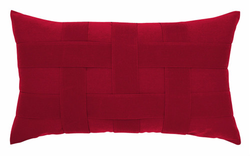 Basketweave Lumbar Outdoor Pillow - Rouge