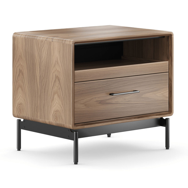 NATURAL WALNUT - Linq Wide Nightstand Front Angled View