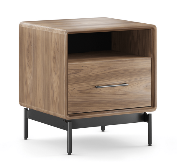 NATURAL WALNUT - Linq Narrow Nightstand Front Angled View
