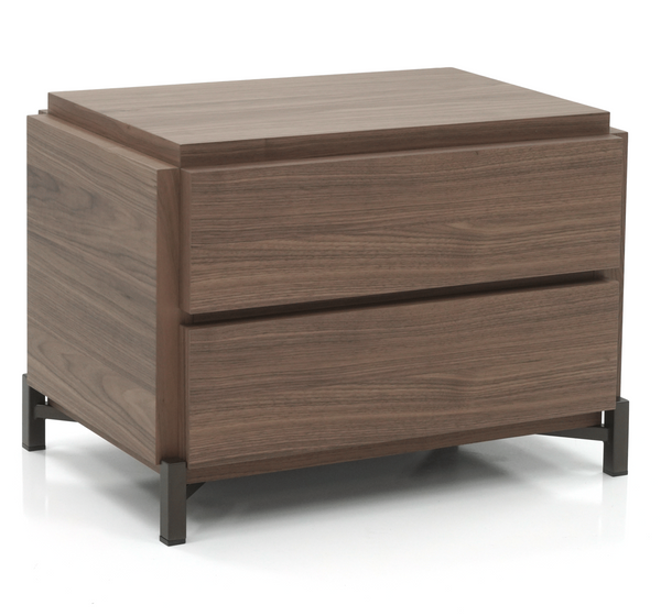 Groove 2 Drawer Nightstand Front Angled View