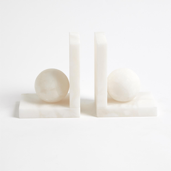 Alabaster Ball Bookends Front View