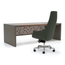 Closeup - E-10 Executive Desk Shown Paired with the Dune High Back Executive Chair (Item #15034)