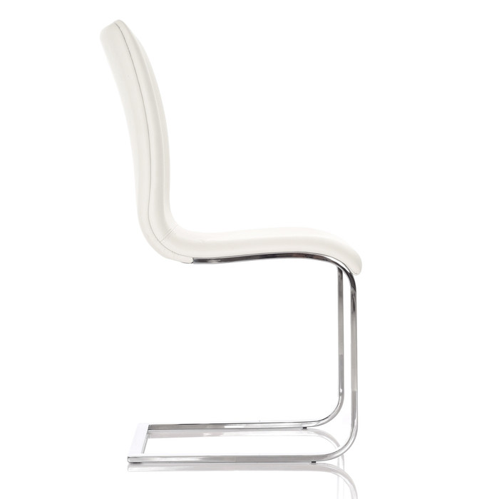 WHITE LEATHER - Toro Side Chair Side View