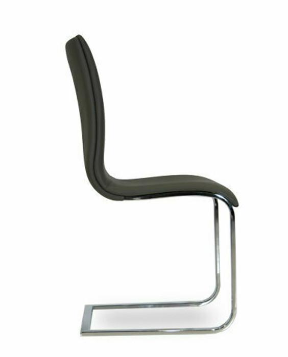 GREY LEATHER - Toro Side Chair Side View