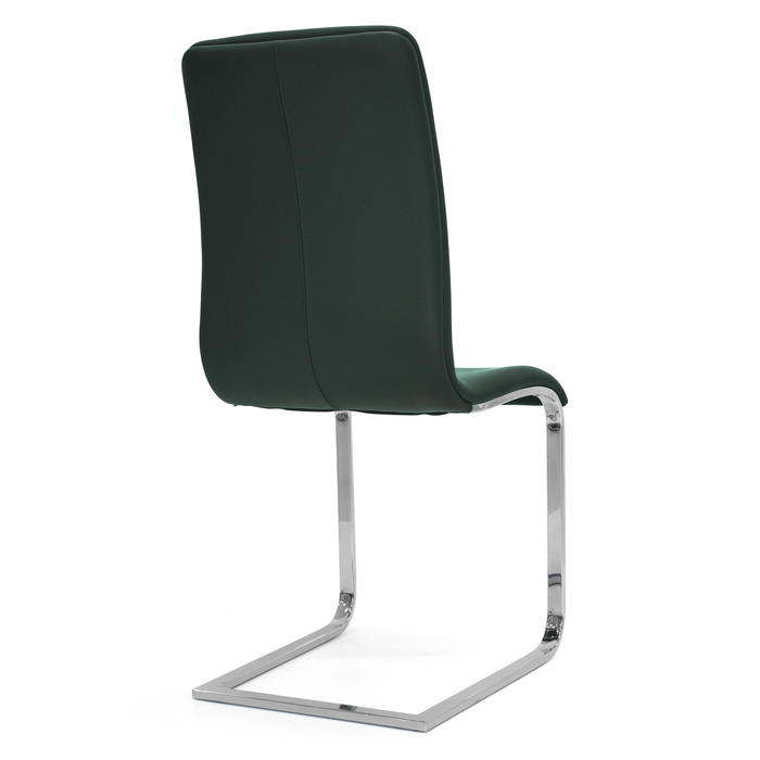 DARK GREEN LEATHER - Toro Side Chair Back Angled View