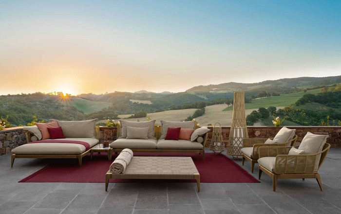 Cruise Ottoman Shown in an Outdoor Setting