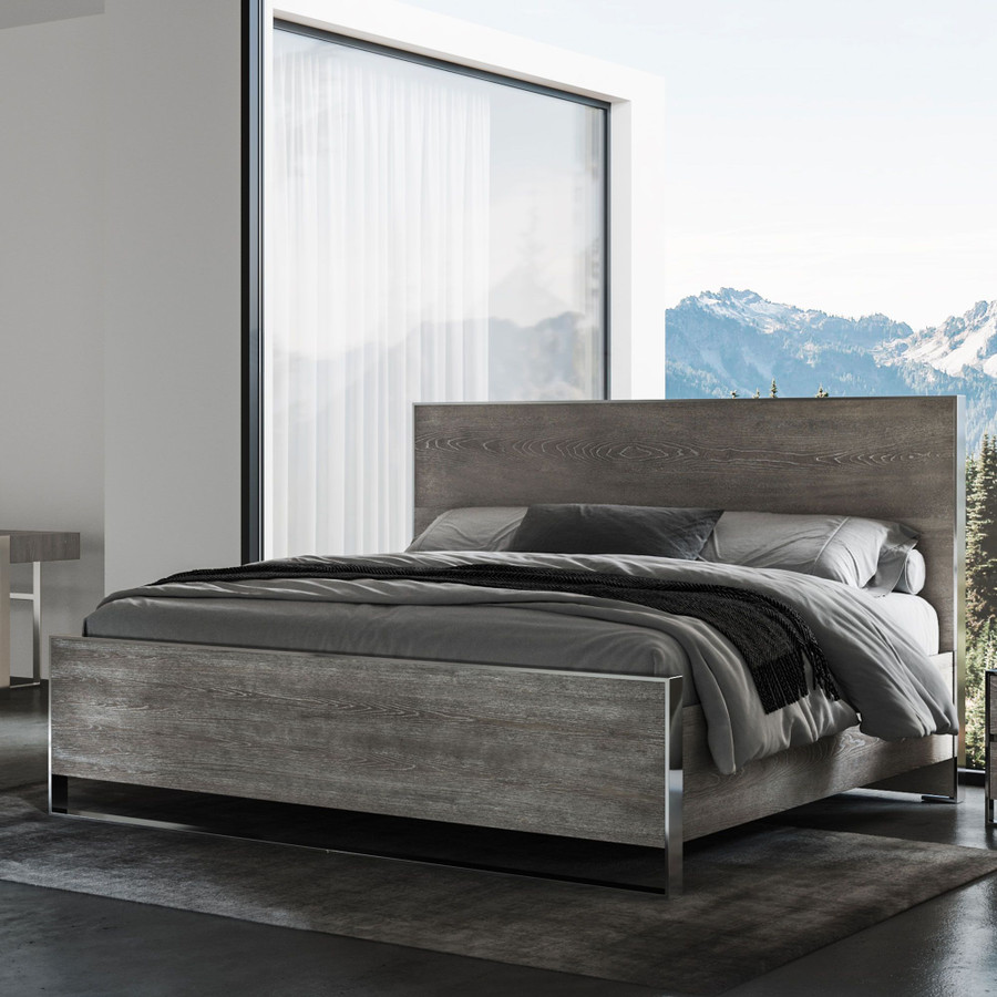Drake King Bed - Grey Elm
