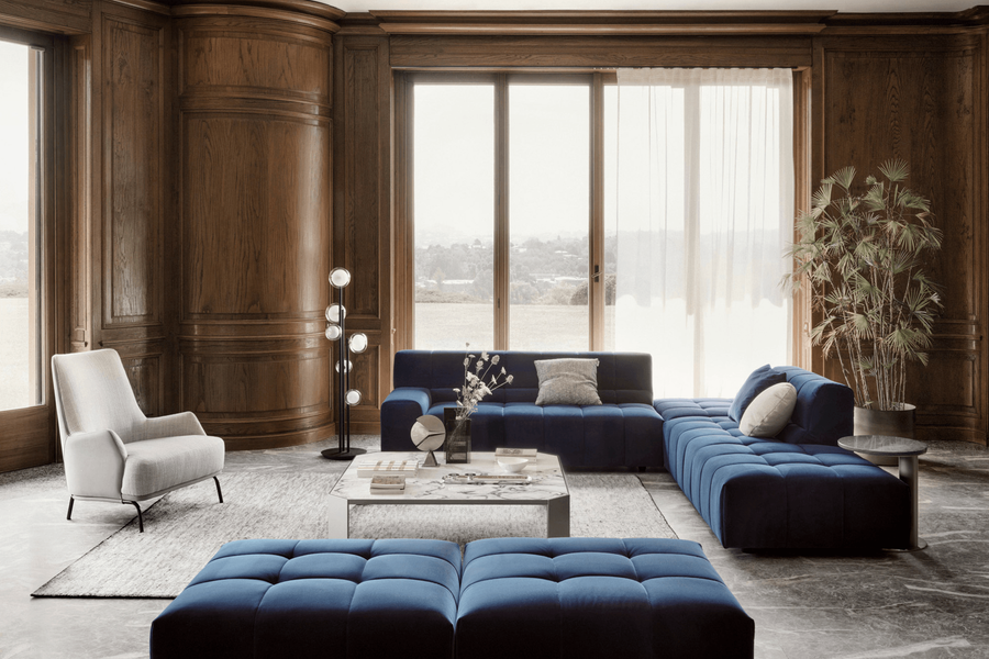 Cubo Sectional - Navy Velvet