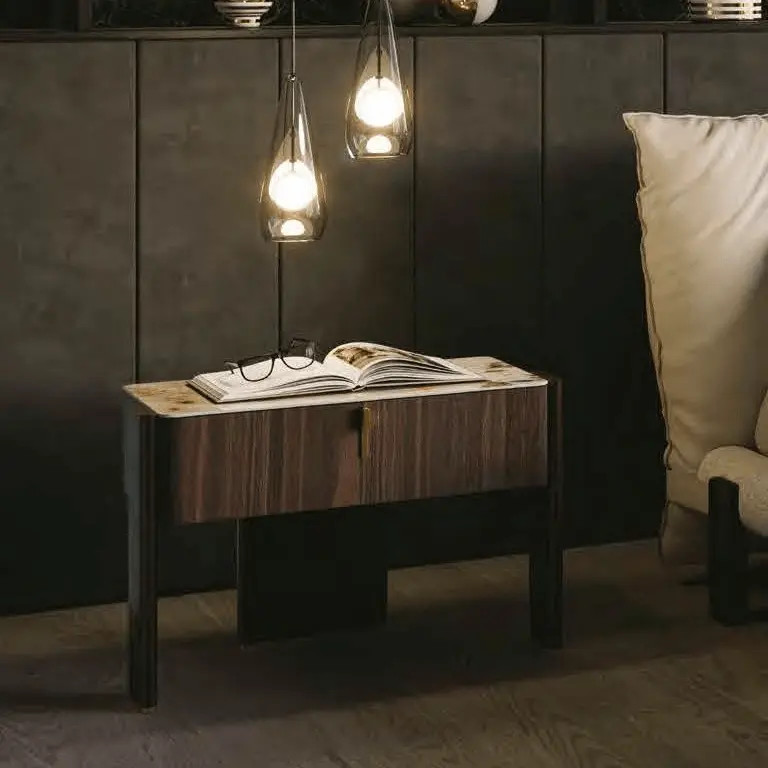 Julian Large 1 Drawer Nightstand - Burnt Oak
