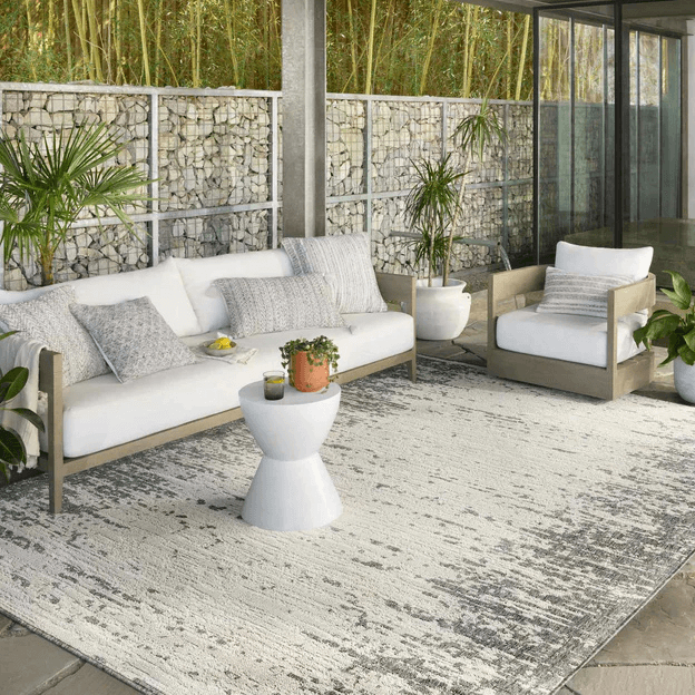 Rainer Outdoor Area Rug - Ivory/Grey (9'2" x 12'2")