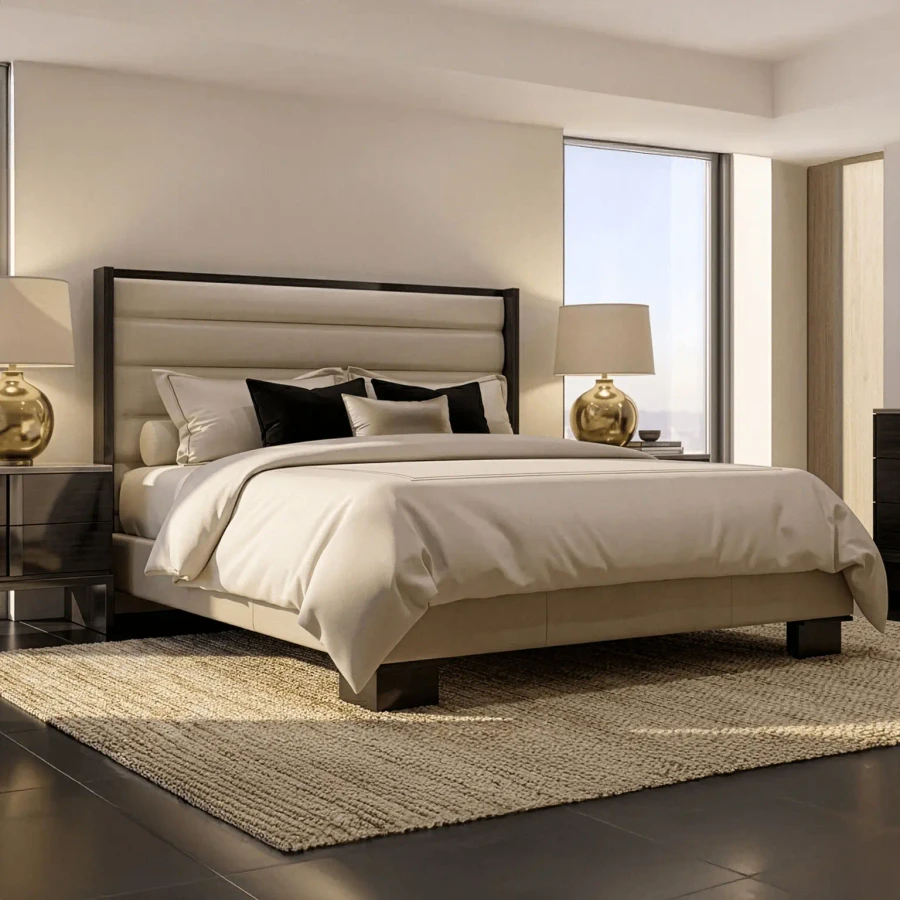 Black & More Bed - Ivory Leather