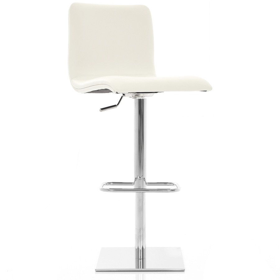 WHITE LEATHER - Toro Bar Stool Front Angled View