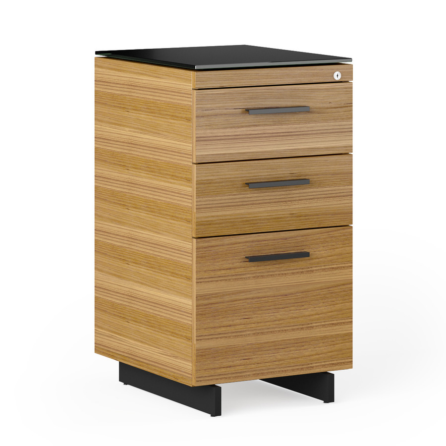 WALNUT/BLACK - Sequel 3 Drawer File Front Angled View