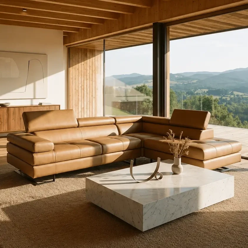 RIGHT HAZELNUT LEATHER - Shown here in the Hazelnut option