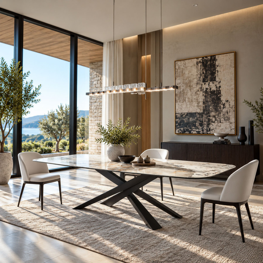- Shown here with the Corcovado Ceramic top and Bronze Embossed Steek Base