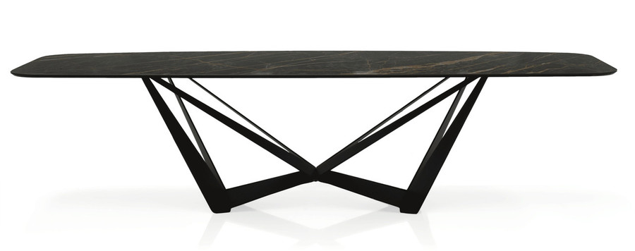 - Shown here of the Glossy portoro ceramic top and Black embossed base.