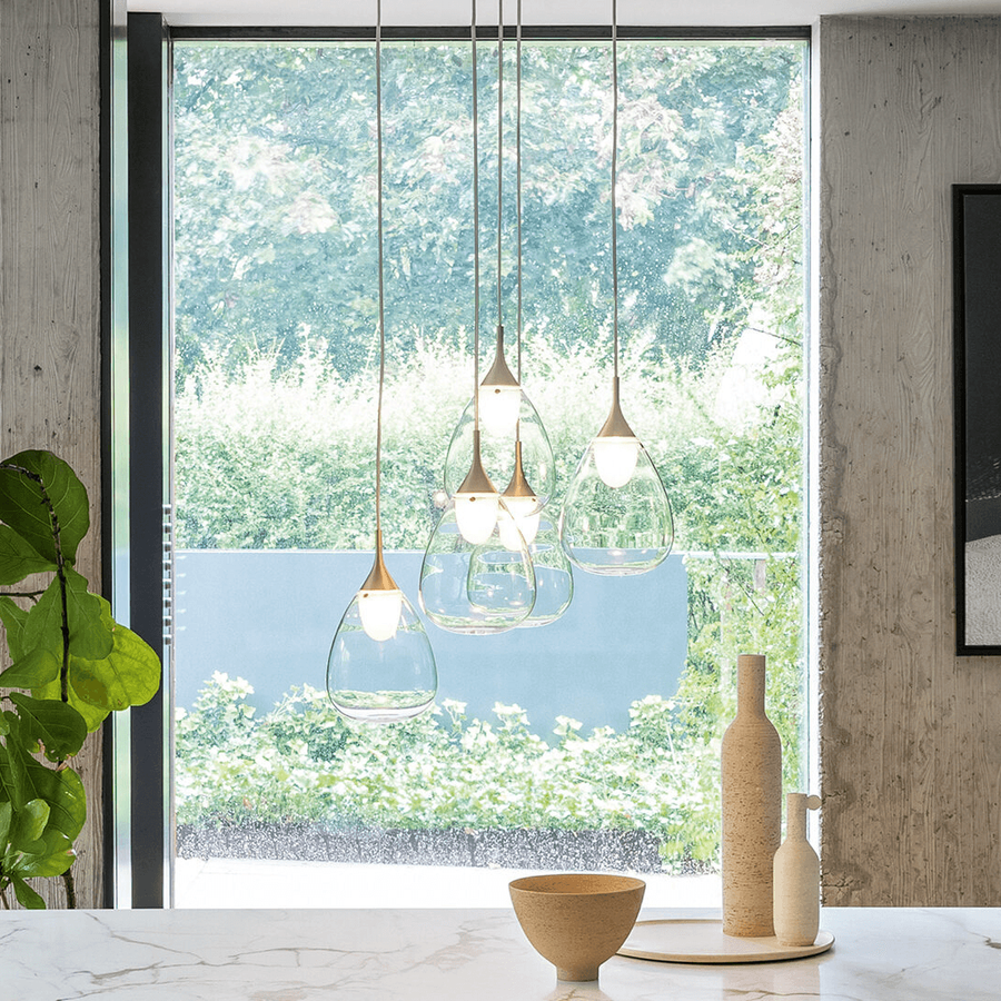 Gocce 5 Light Suspension Lamp Shown in a Living Room Setting