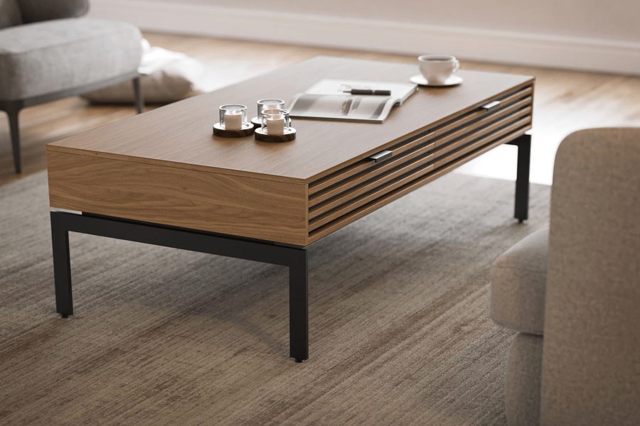 NATURAL WALNUT - Cora Cocktail Table Shown in a Living Room Setting