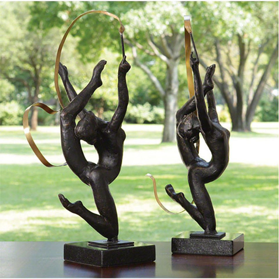 Brass Dancing Female Couple Statue