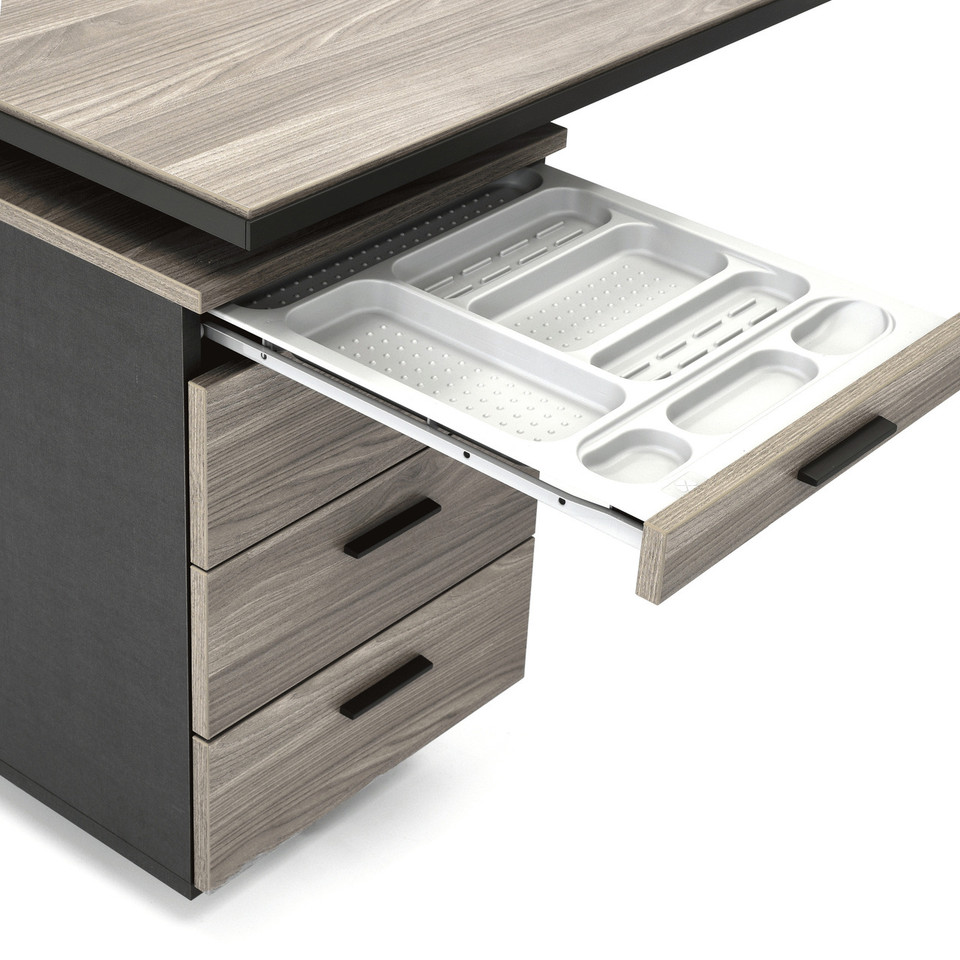 X5 Desk With Return And Drawers - Grey Elm - Cantoni