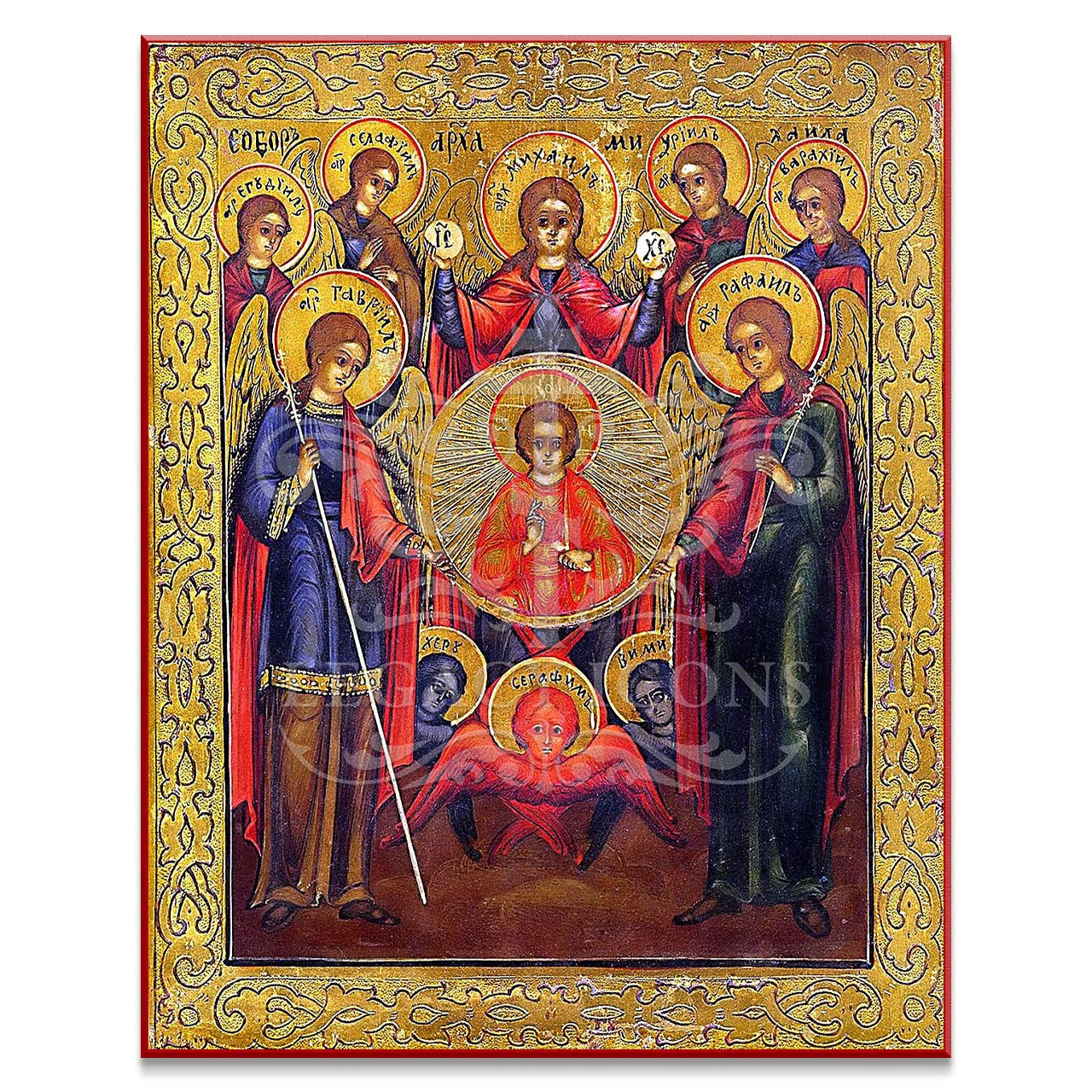 シン　ICON グリルズ Synaxis of the Archangels (XIXc) Icon - F178 - Legacy Icons