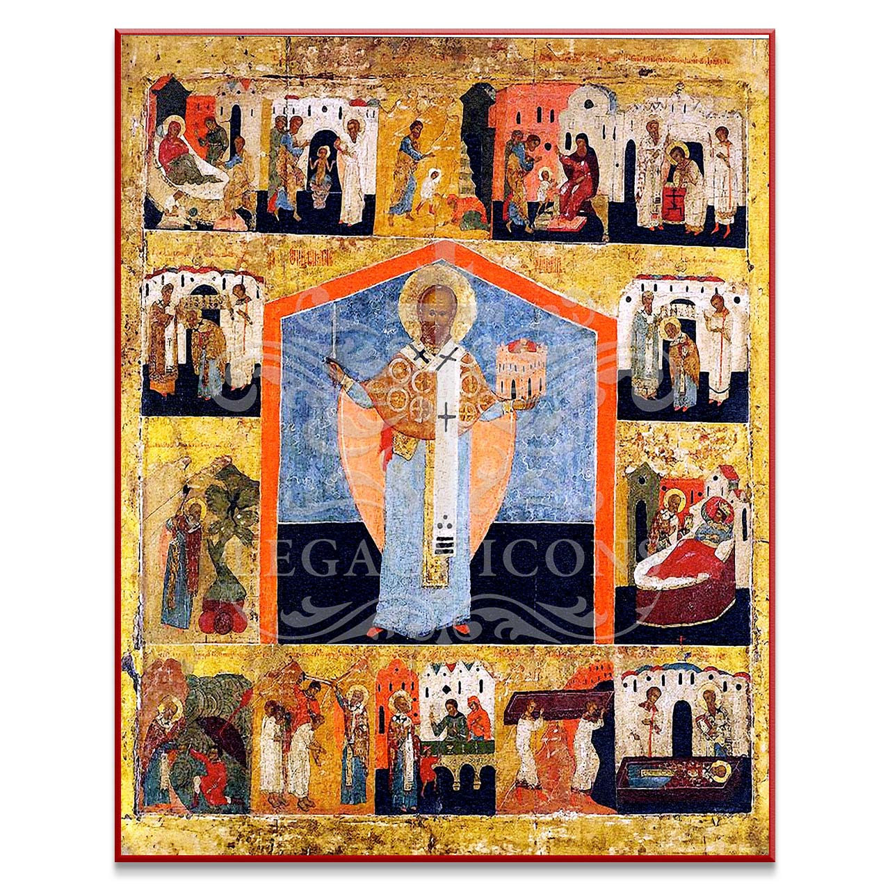 Saint Nicholas With Scenes (XVIIc) Icon - S138 - Legacy Icons