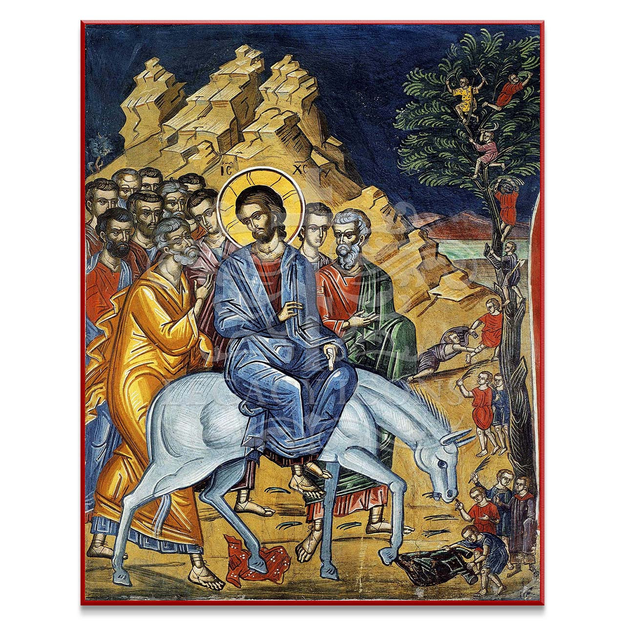 Orthodox Icon of the Entry Into Jerusalem (Palm Sunday) (Athos)