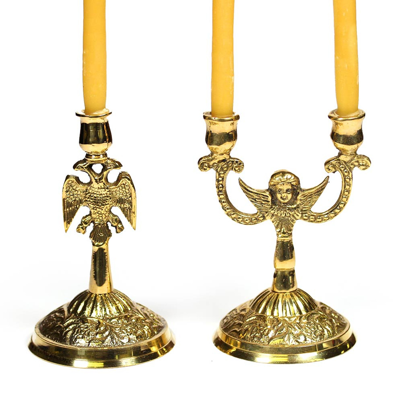 Brass Byzantine Candle Holders for Home Prayer Corners