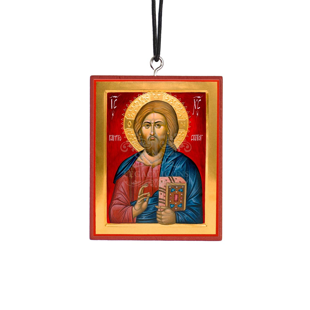 Jesus Christ and Virgin Mary Rearview Mirror Icon Hanger