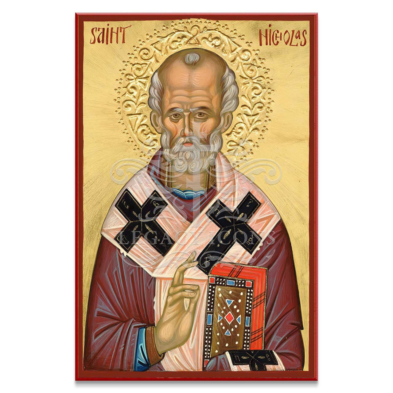 AN ICON SHOWING ST. NICHOLAS OF MYRA WITH RIZA Russian, …