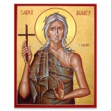 Contemporary Byzantine icon of Saint Mary of Egypt captures the glory and humility of this Lenten saint