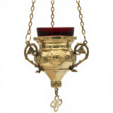 Hanging brass vigil lamp