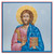 Pantocrater icon in blue color scheme and gold leaf. 