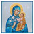 Theotokos icon in blue color scheme and gold leaf. 