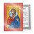 Christ the Good Shepherd wearing red and blue robes and with a sheep held protectively over his shoulders