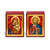 Micro icon set of Christ and Theotokos in red tones, representing divine love and sacrifice. Micro icon set of Christ and Theotokos in red tones, representing divine love and sacrifice.