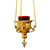 Brass hanging vigil lamp with red glass votive and chain; ideal for illuminating icons in prayer corners or churches. Brass hanging vigil lamp with red glass votive and chain; ideal for illuminating icons in prayer corners or churches.