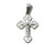 German silver Orthodox baptismal cross with three-bar design, includes velvet gift bag. German silver Orthodox baptismal cross with three-bar design, includes velvet gift bag.