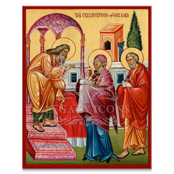 Contemporary Byzantine icon of the Presentation of Christ in vivid colors by Georgi Chimev