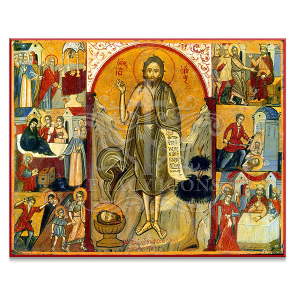 Beautiful ancient icon of the Life of Saint John the Baptist from the renowned collection of St. Catherine's Monastery in Sinai, Egypt.