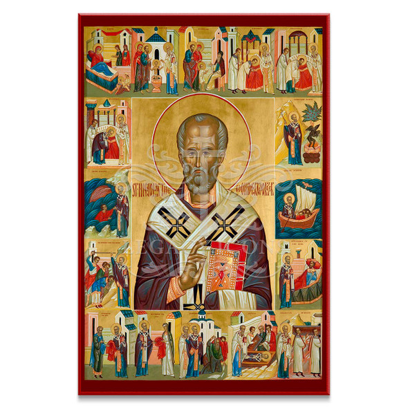 Saint Nicholas With Scenes Cathedral Size Icon - S594 - Legacy Icons