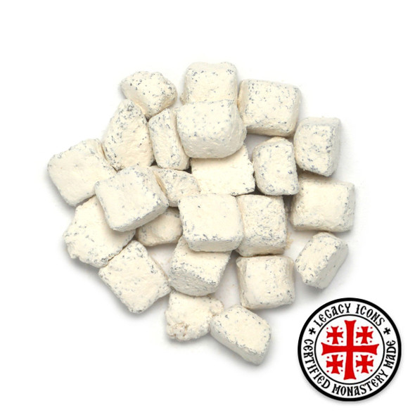 Orthodox monastery-made aromatic incense, white powdery squares ideal for church worship or home prayer use.