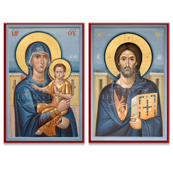 Christ and Theotokos (Vladimir) Prayer Corner Icon Set - Y032