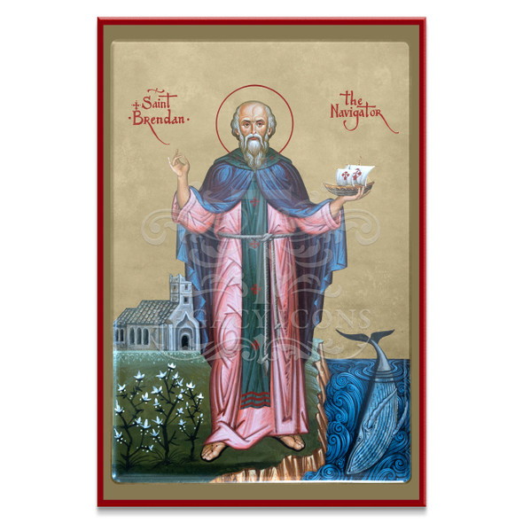 Saint Brendan the Navigator as depicted by Eastern Orthodox Iconographer Vladmir Grygorenko.