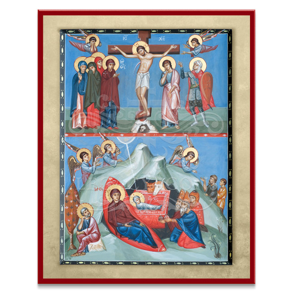 The Nativity and Crucifixion of Christ in a two-part icon. 