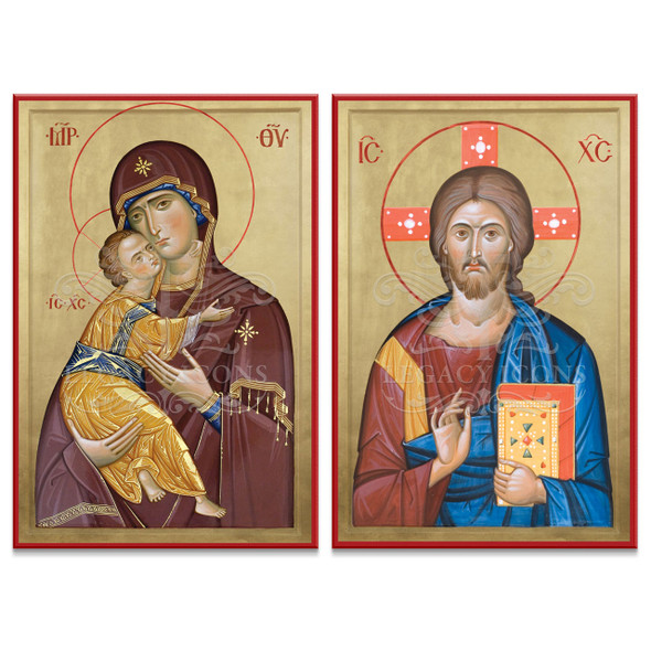 Christ and Theotokos (Grygorenko) Icon Set - Y035