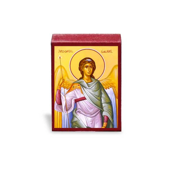 Archangel Gabriel standing against a gold background