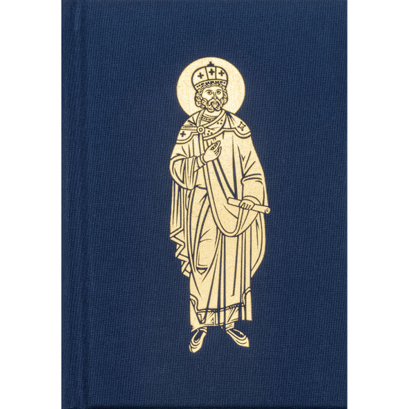 Blue hardcover Psalter with gold icon of King David, used for Orthodox prayer and liturgical reading.
