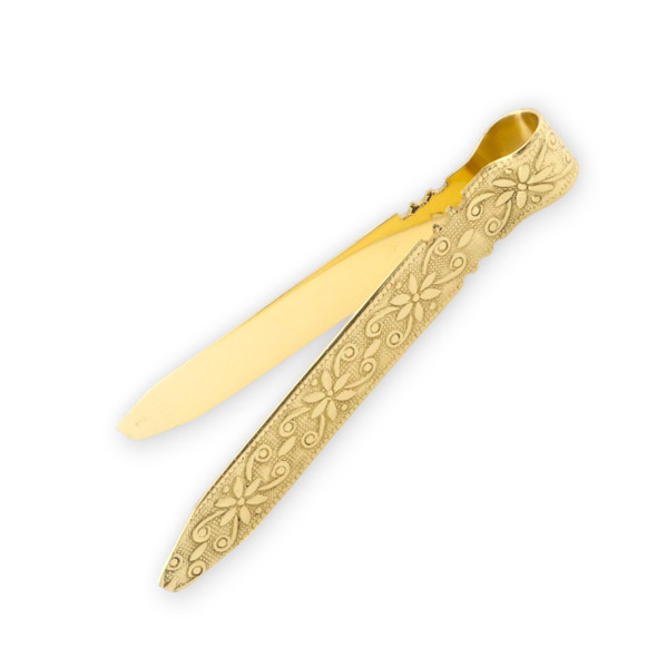 Polished Brass tong with Floral Engraving 