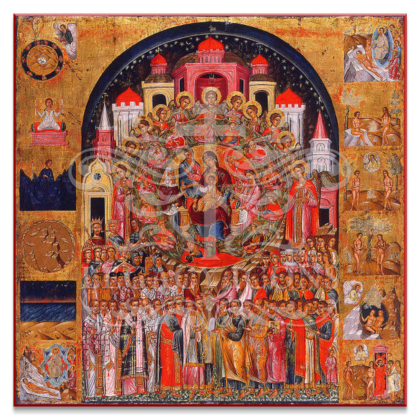 "All Creation Rejoices in Thee" with Scenes from Genesis Icon - T162